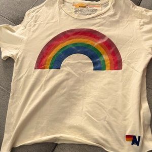 Aviator nation rainbow cropped, relaxed to hip tee